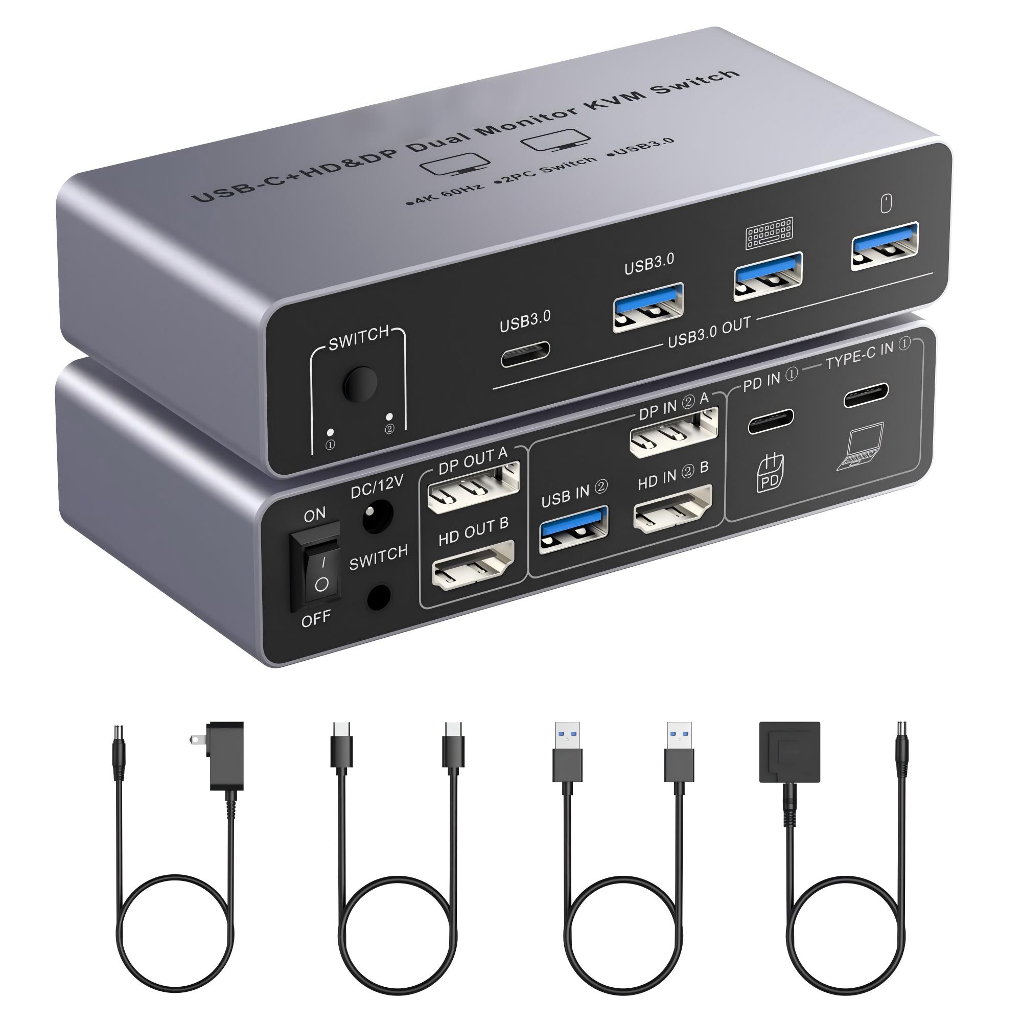 Dual Monitor Desk Setup - HDM DP KVM Anahtarlayıcı 2 Monitör