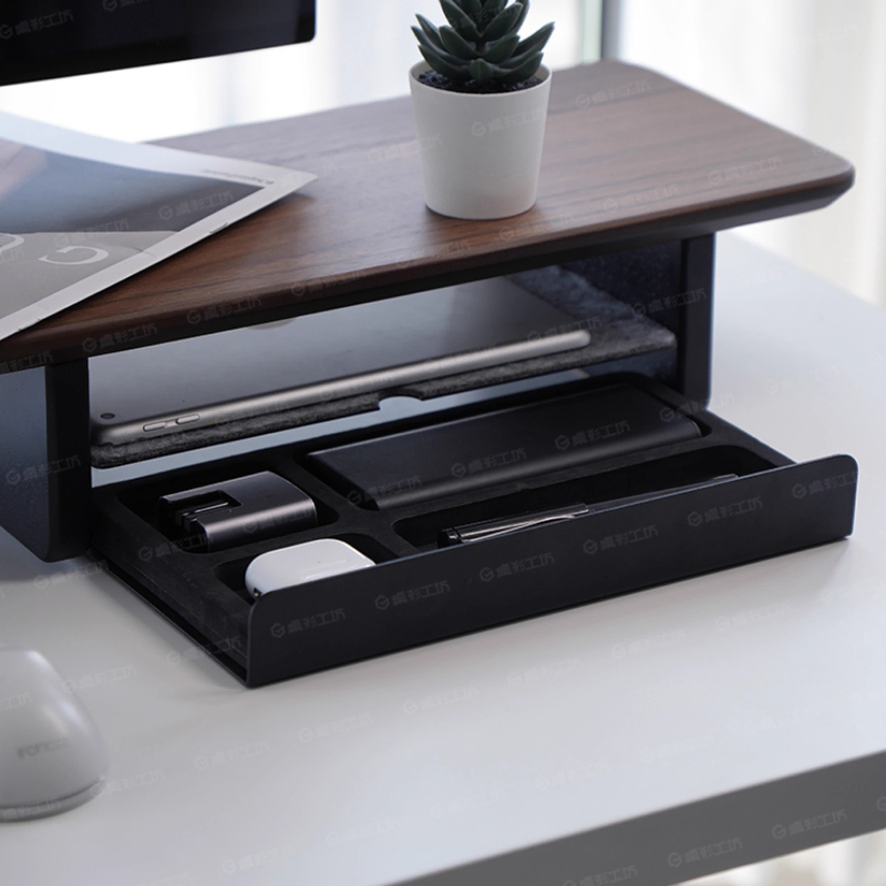 Desk Setup In Office - Monitör Standı Yükseltici Depolama Çekmeceleri Ofis