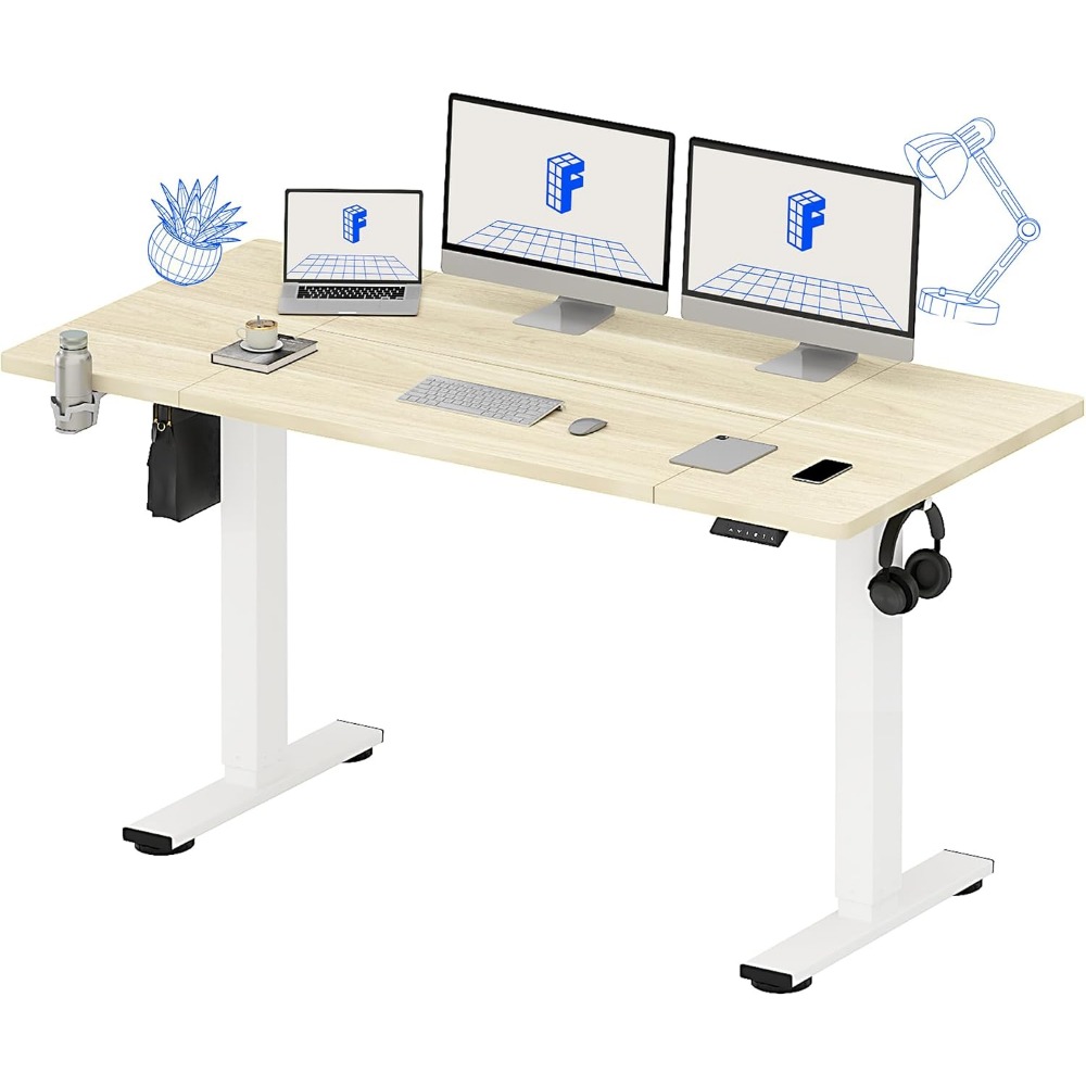 Desk Setup In Office - FLEXISPOT 63x32 İnç Elektrikli Ayakta Çalışma