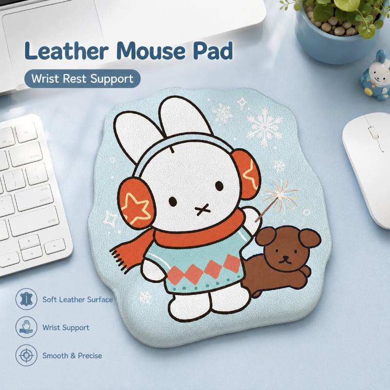 Desk Setup In Office - Anime Miffy Deri Mouse Pad, Bilek