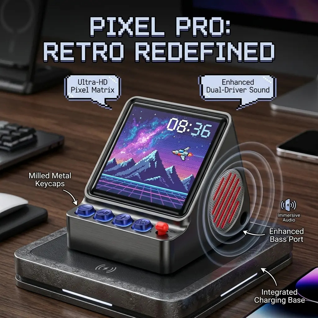 Speaker Desk Setup - Retro Piksel Sanatı Programlanabilir LED Ekranlı