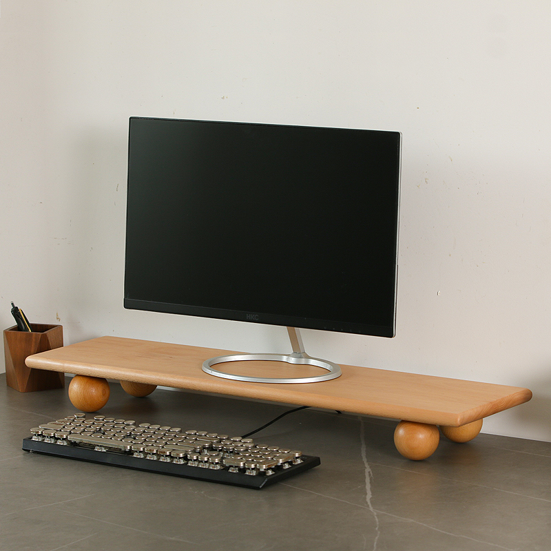 Dual Monitor Desk Setup - Doğal Ahşap Masaüstü Yükseltici Çift Monitör