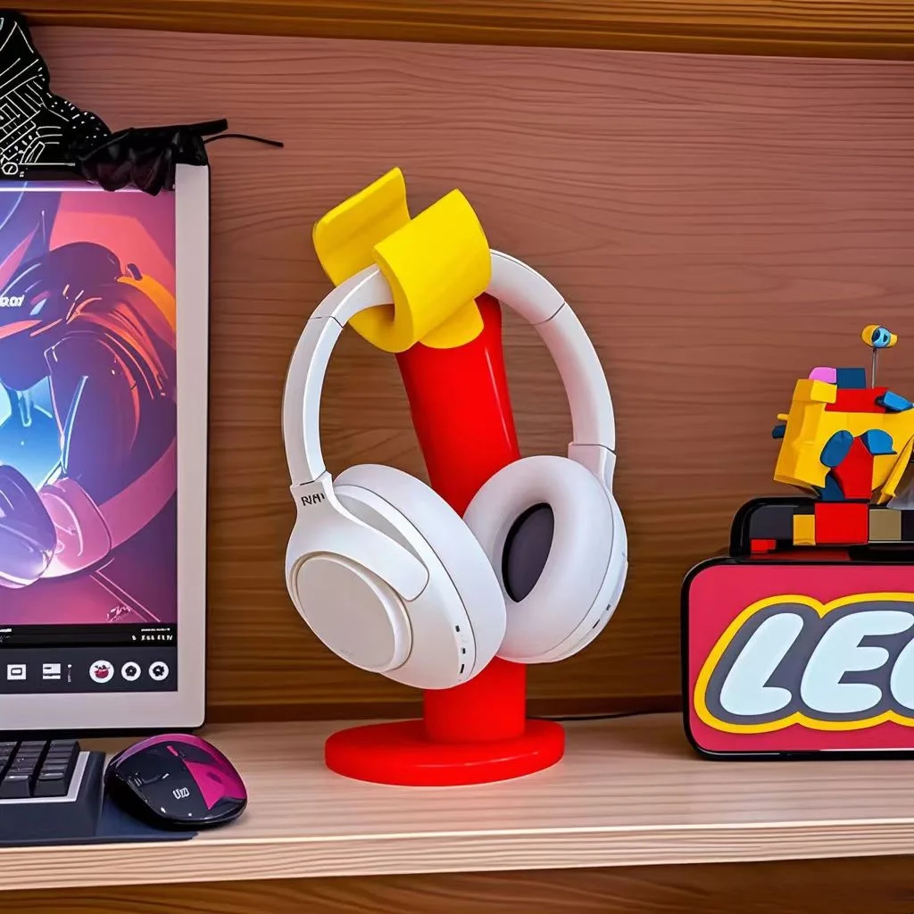 Desk Setup Kids - Masaüstü için Yaratıcı Sevimli Kulaklık Standı,