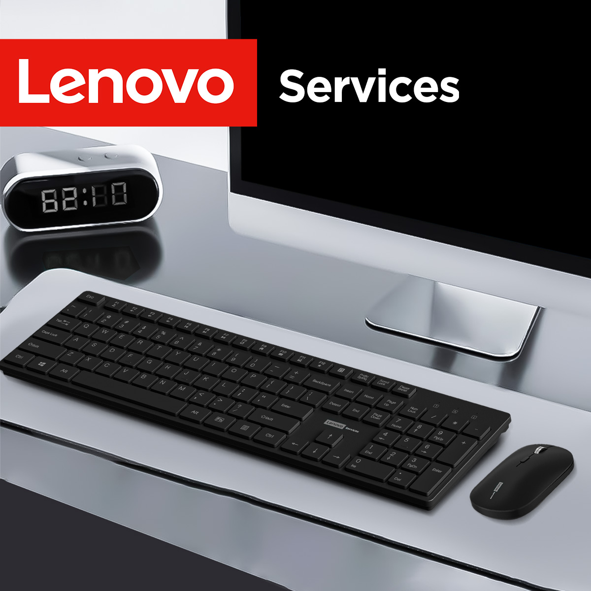 Desk Setup Keyboard - Lenovo KN220 Sessiz 2.4G Kablosuz Klavye