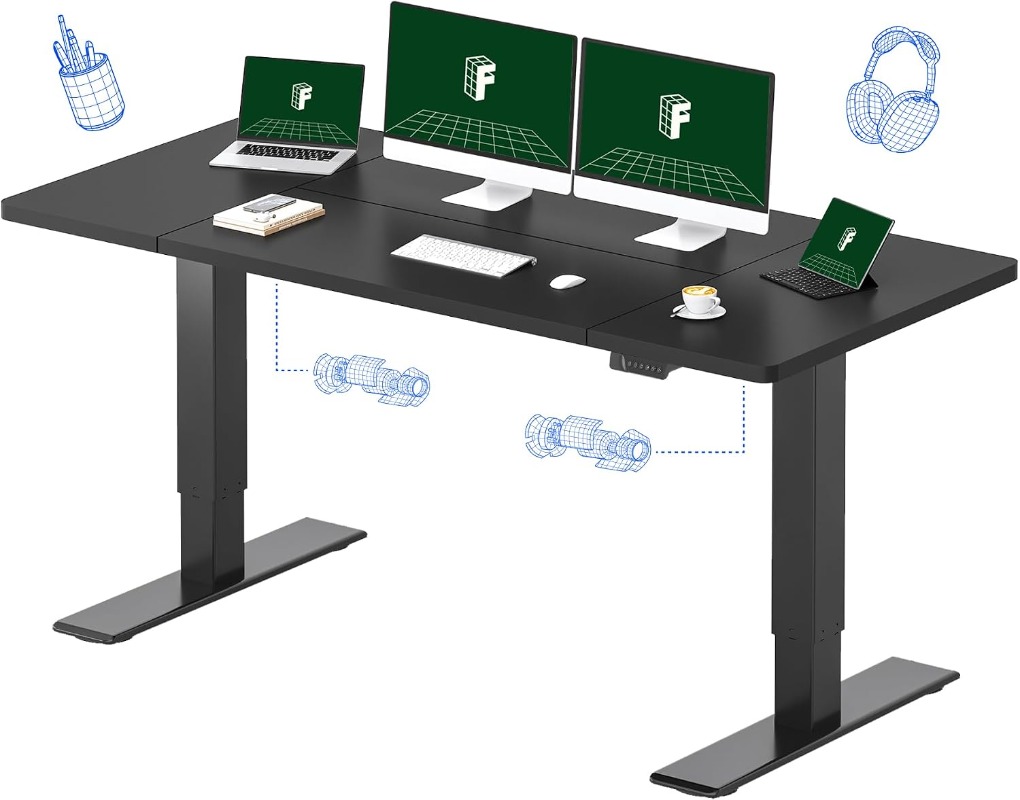 Dual Monitor Desk Setup - FLEXISPOT Elektrikli Ayakta Çalışma Masası, Siyah