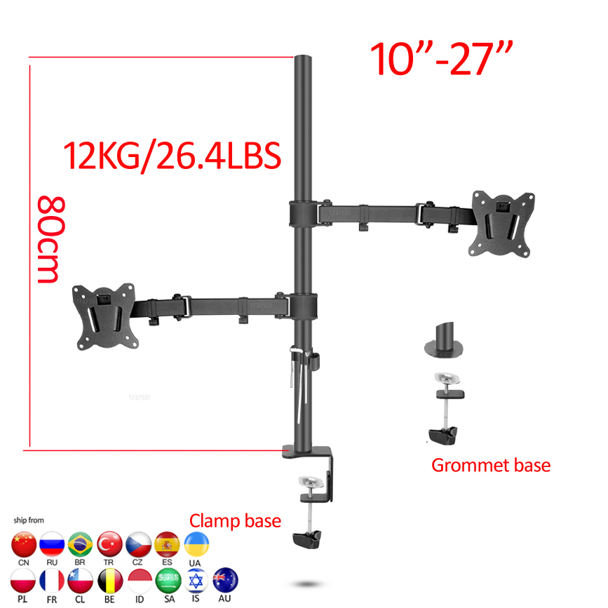 Dual Monitor Desk Setup - (80cm) DL-T902-280II Tam Hareketli Çift Monitör