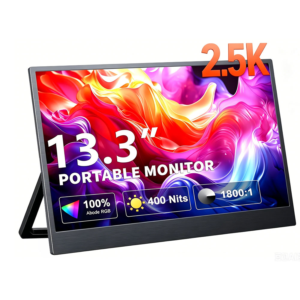 Dual Monitor Desk Setup - MAFNKOU 13.3 inç 2.5K Taşınabilir Monitör