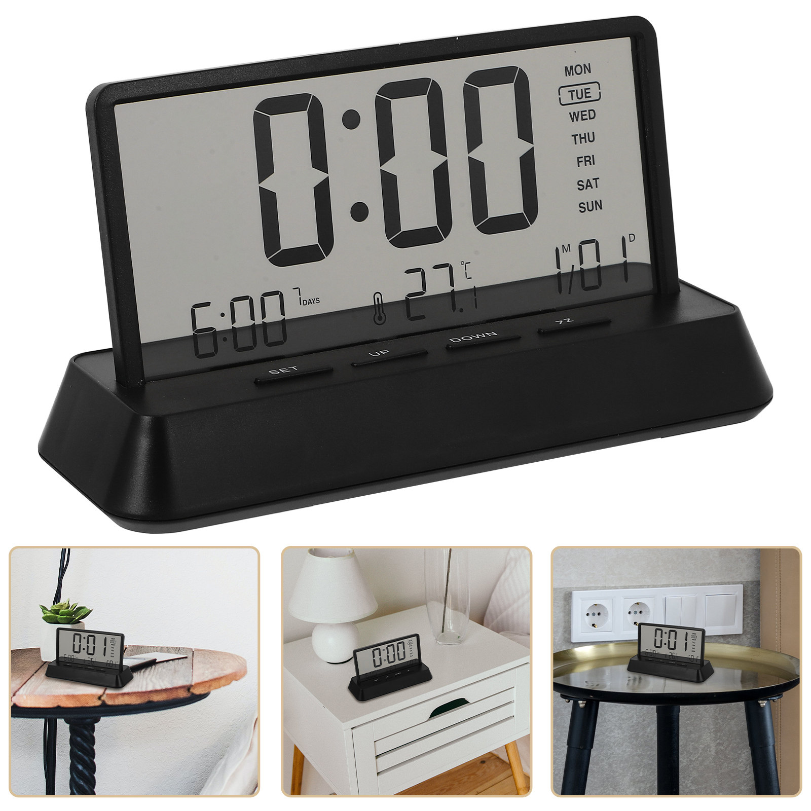 Desk Setup In Office - Dijital Çalar Saat Küçük Kompakt Plastik