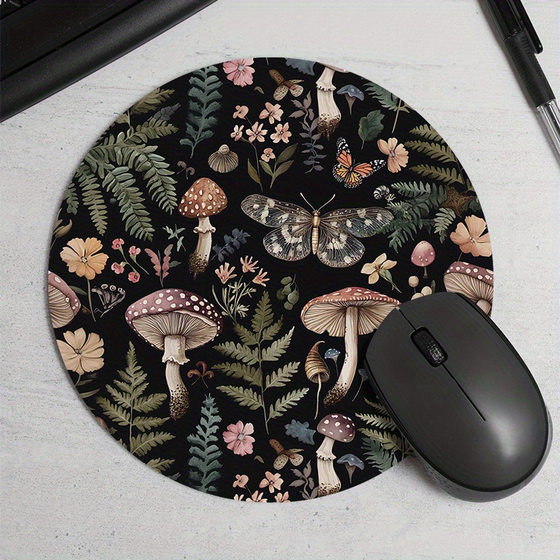 Desk Setup Keyboard - Yuvarlak Orman Bitki Mouse Pad Kauçuk