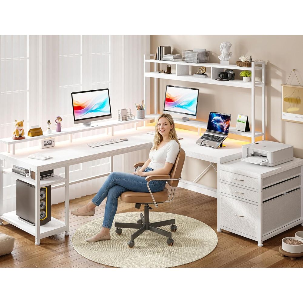 İki Kişilik Ev Ofisi için 104  - Dual Monitor Desk Setup incelemesi ve fiyatı