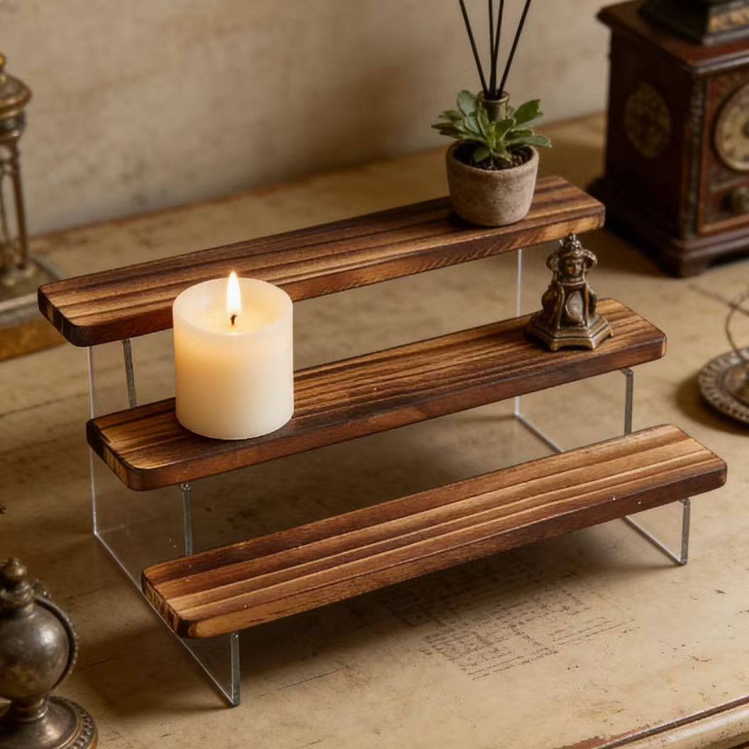 Kömürleşmiş Ahşap Basamaklı Se - Desk Setup Shelves incelemesi ve fiyatı